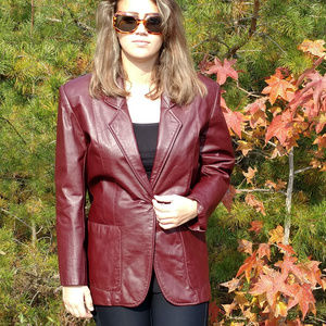 Etienne Aigner Vintage Oxblood Leather Blazer 8
